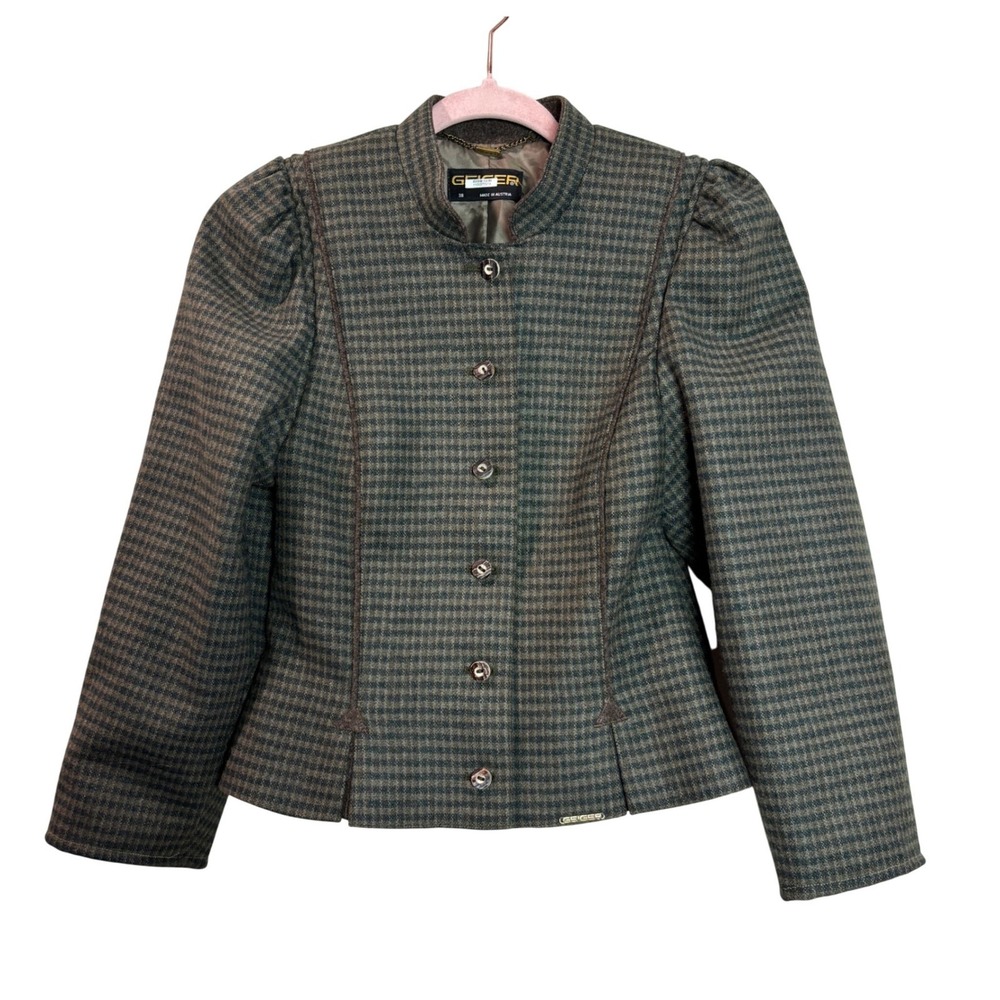 Geiger Austria Wool Womens Plaid Blazer Jacket 38‎ Dark Academia Feminine Preppy